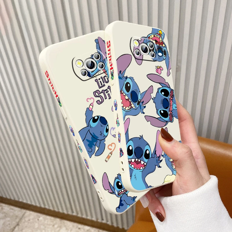 

Lilo Stitch Disney Cool Cute Phone Case For Xiaomi Mi Poco M5s M5 X5 X4 X3 M4 M3 F4 F3 GT C55 C50 Pro NFC 5G Liquid Left Rope