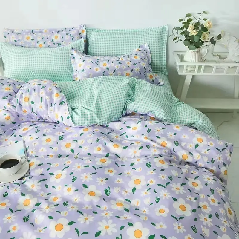 

Pastoral Bedding Set Vintage Floral Style Girls Flat Sheets Bed Linen Duvet Quilt Cover Pillowcase for Family Queen Full Bed