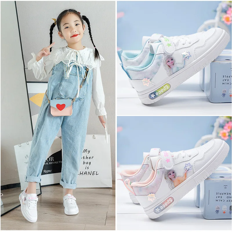 Spring and Autumn New Children's Sports Shoes Girl Casual Shoes Are Pleasant White Shoes Net Shoes Cartoon Sports Shoes 7-12Y