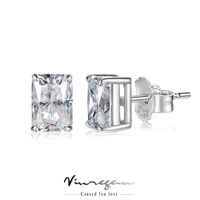 vinregem 925 sterling silver radiant cut 2ct vvs1 passed test diamond colorful moissanite stud earrings for women gift wholesale