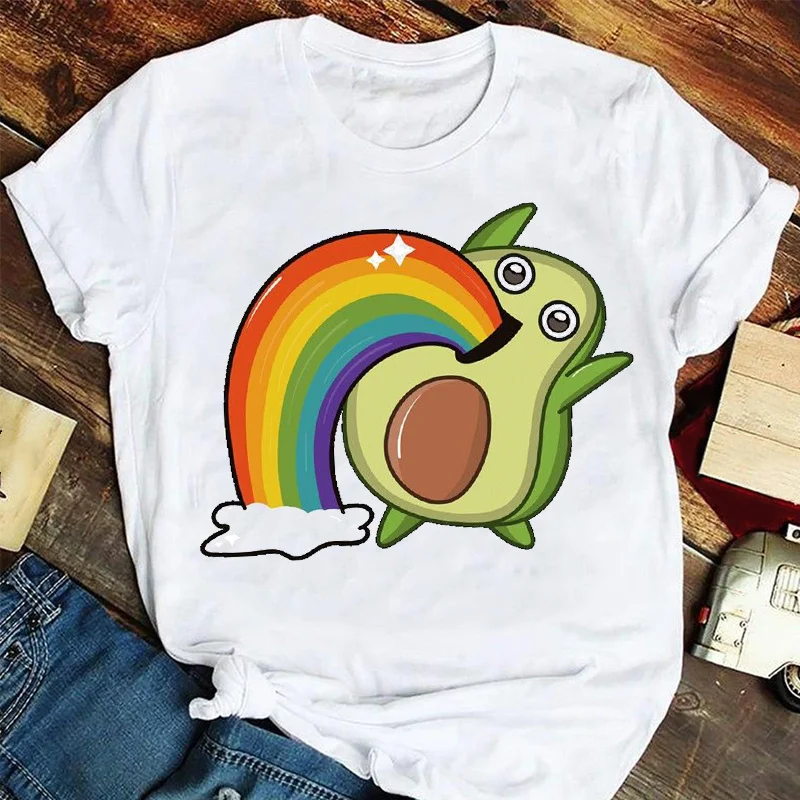

Women Cartoon Fruit Avocado 90s Summer Tshirts T Top Tee T-Shirt