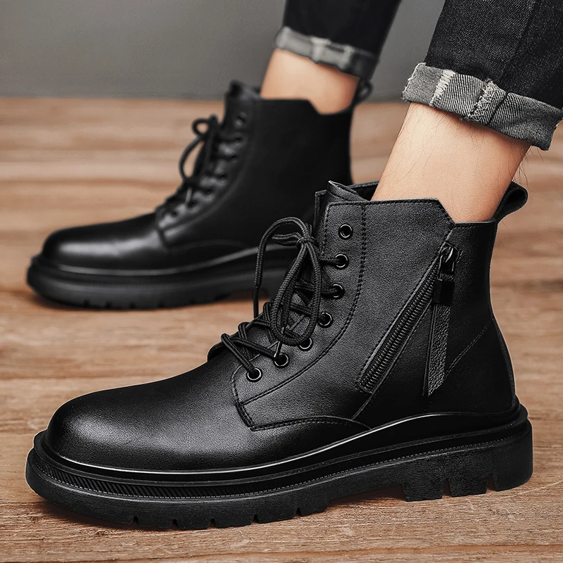 

winter snow boots Cow Leather Men Boots lace up Top Quality Handmade Retro Men Boots Genuine Leather Men ankle Boots