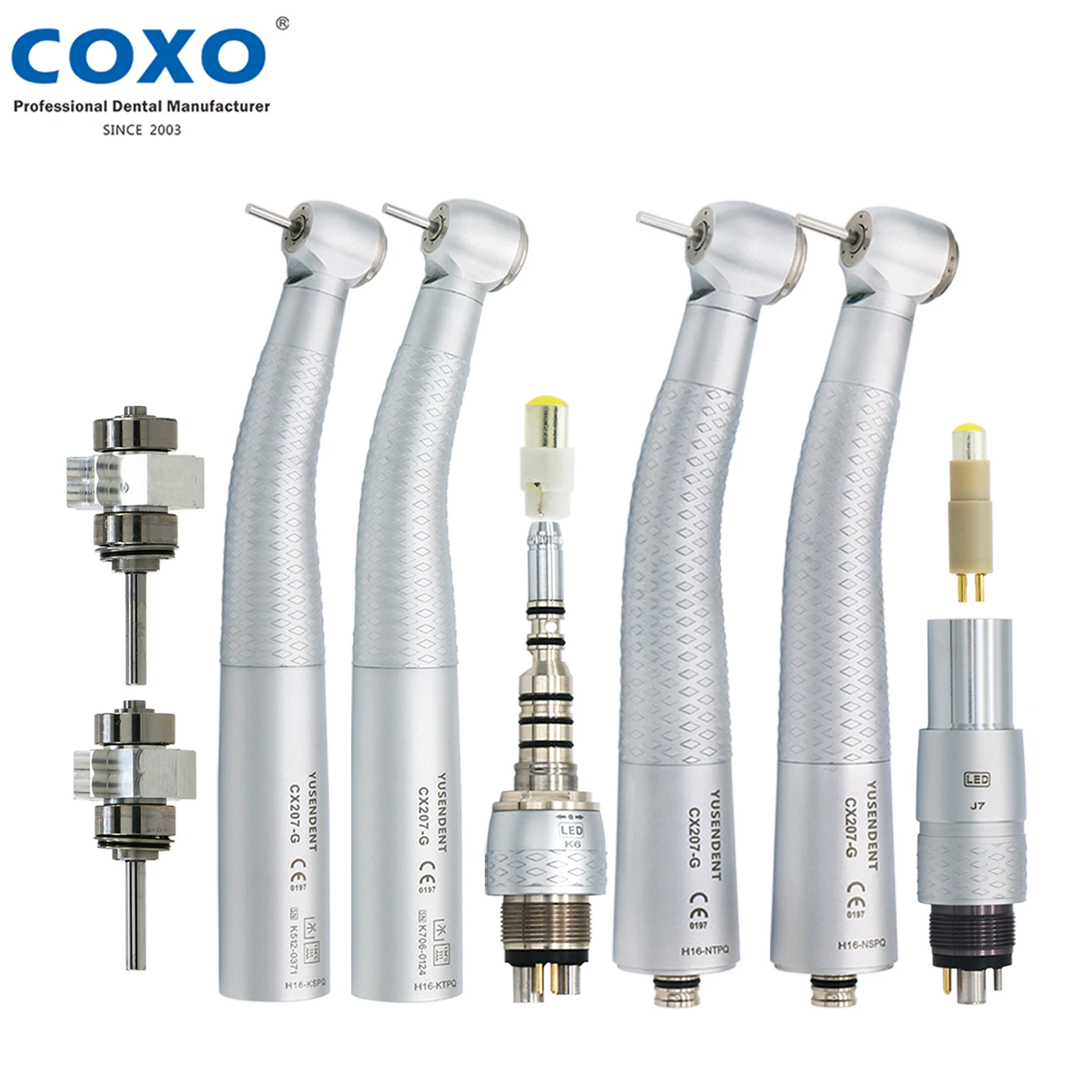 

COXO yusradiance Dental светодиодный Волоконно-Оптический высокоскоростной наконечник CX207 подходит для KaVo Multiflex/NSK Phatelus светодиодный, Соединитель с 6 о...