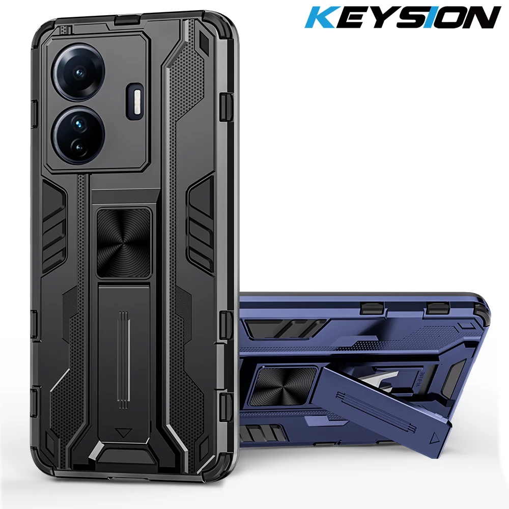 

Противоударный армированный чехол KEYSION для VIVO T1 5G T1 Pro, Индия, мягкий силиконовый чехол с подставкой для телефона, задняя крышка для iQOO Z6 Pro