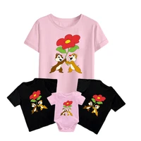 disney chip n dale summer t shirts kids short sleeve baby girl boy baby romper family matching adult unisex red flower fun top