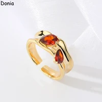 donia jewelry european and american luxury fashion copper inlaid aaa zircon retro ring hip hop jewelry open ring