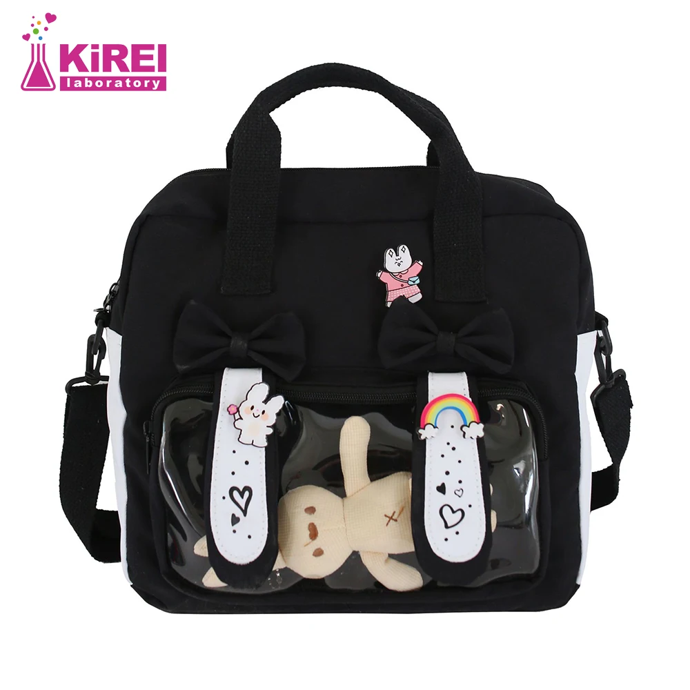 

Новинка 2022, цветная контрастная Милая ручная сумка через плечо для девочек старшей школы, вместительный рюкзак для девочек с бантом