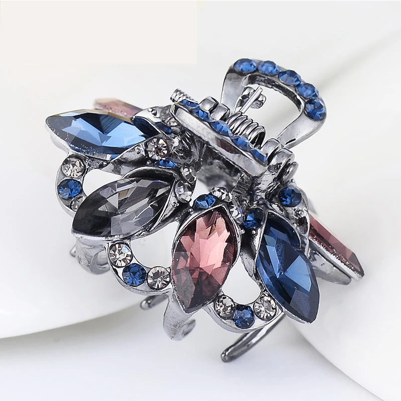 

Gun Black Diamond-studded Bobby Pins Bow Claw Clip Rhinestone Crystal Hair Claw Hollow Barrettes Decorative Hairclip Accessories