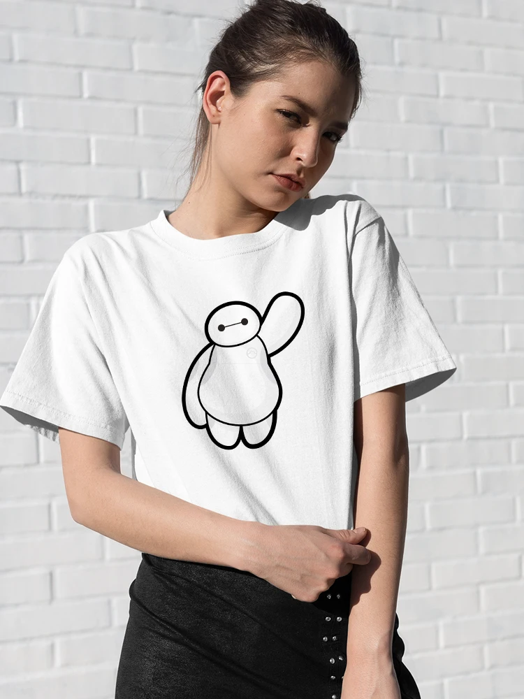 

Kawaii Baymax T Shirt Women Comfy Simple Print Fashion Disney Tops For Ladies Young Style Summer Street Casual Femme Vetement