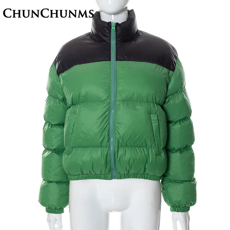 2022 Thicken Cotton Padded Down Jackets Women Zipper Long Sleeve Slim Bread Coats Winter Warm Pocket Snow Outerwear The North