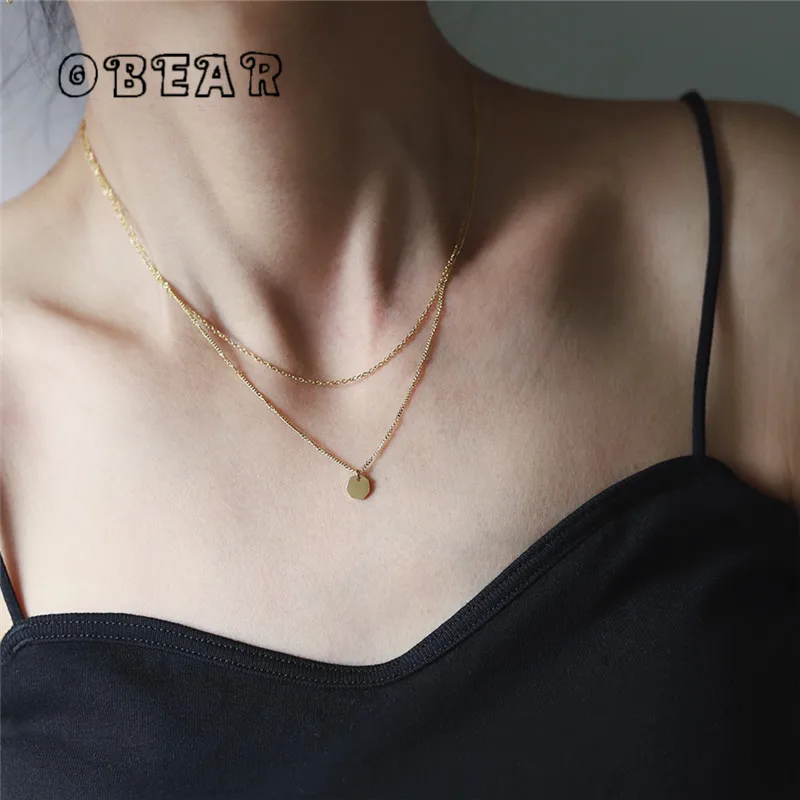 

Simple Geometry Hexagon Pendant Double Layer Necklace Women Stainless Steel 18k Gold Plated Fashion Jewelry