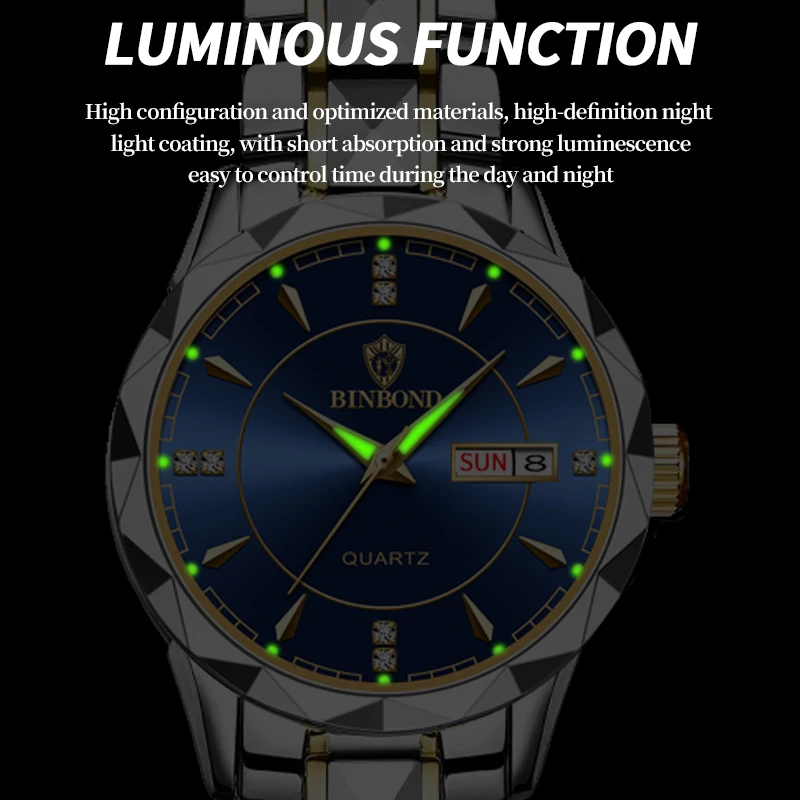 Binbong Женские Кварцевые Наручные Часы Модный Светящийся Водостойкий Дисплей Даты