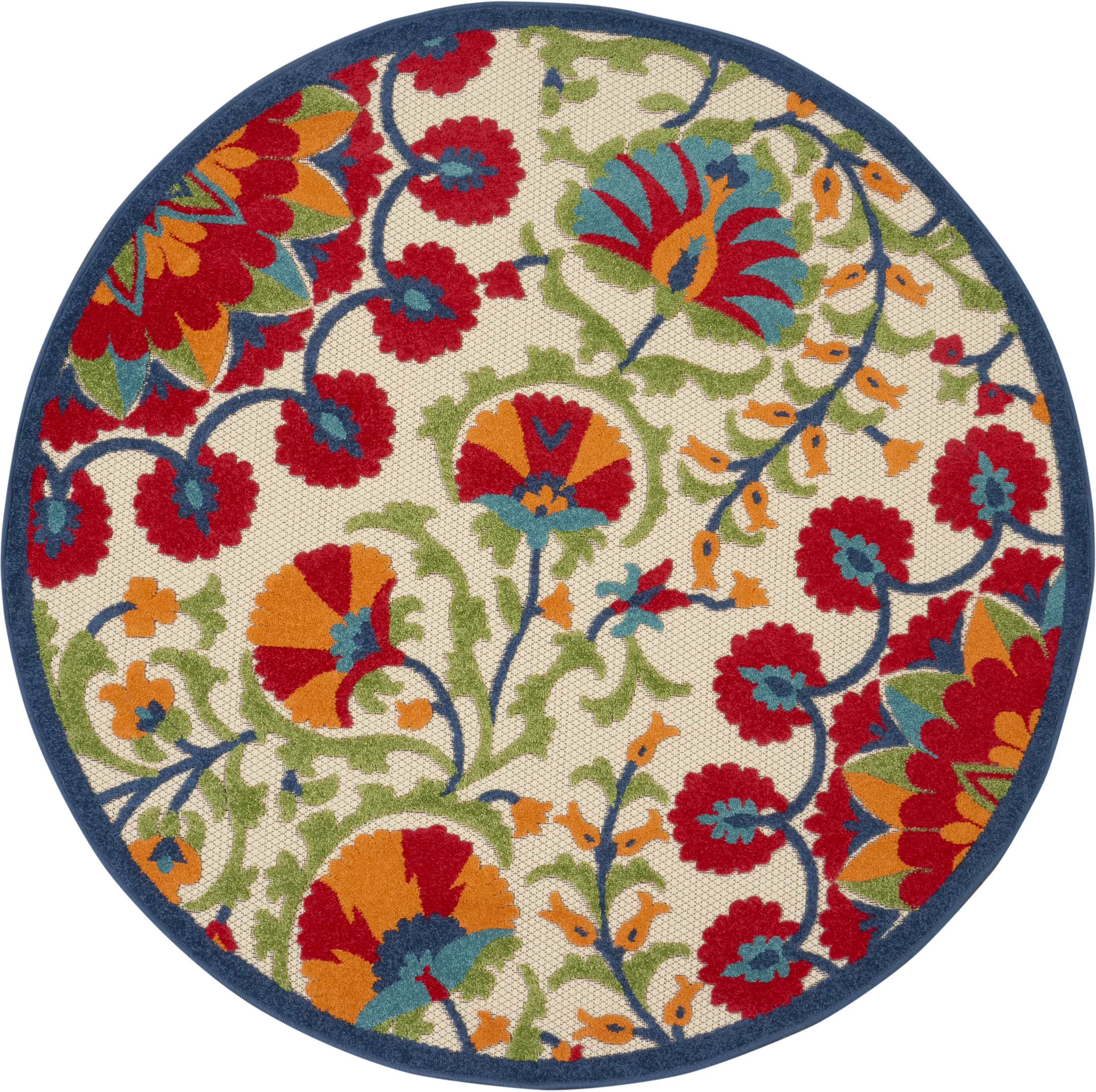 

Indoor/Outdoor Red/Multi 5'3" X Round Area Rug, (5 Round)