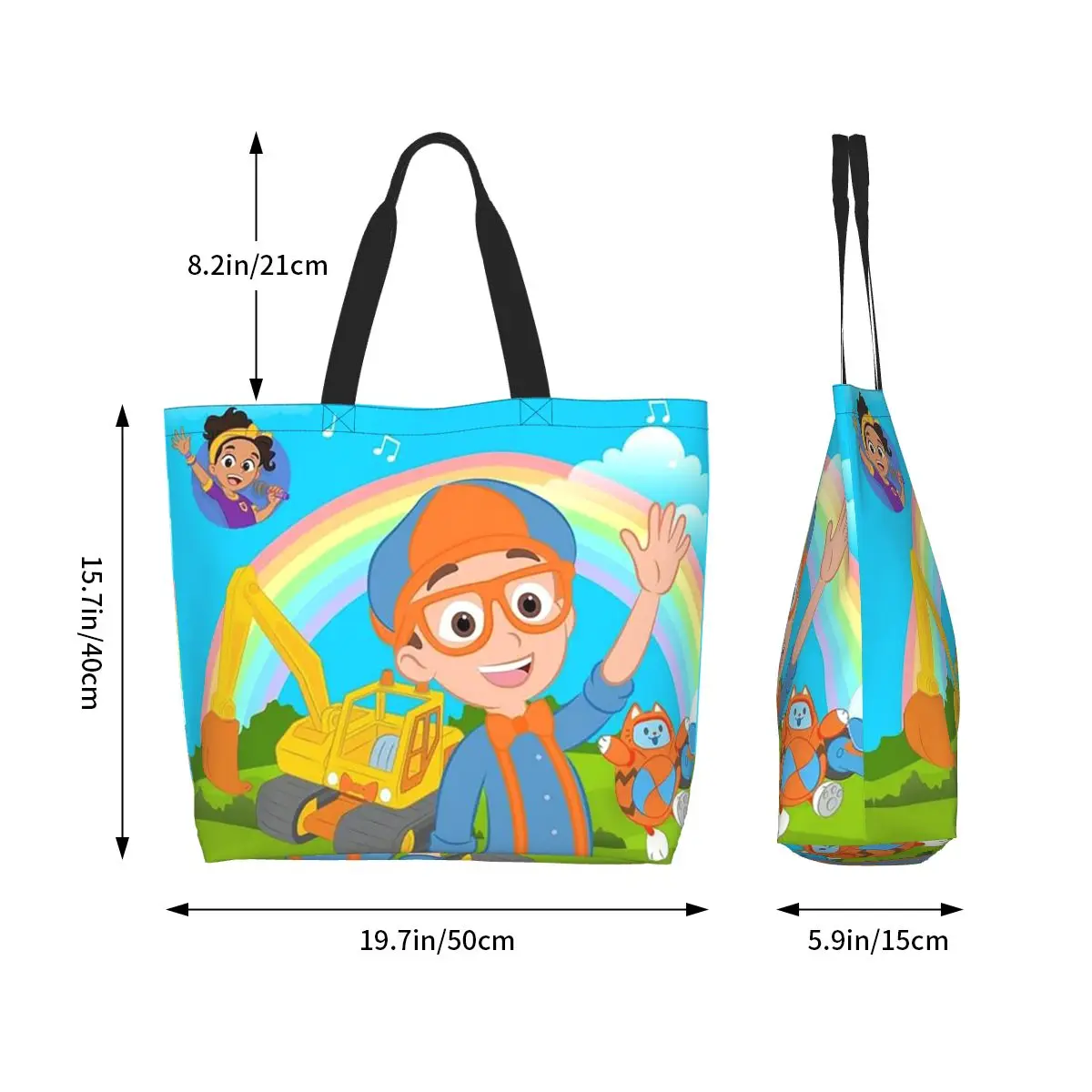 Фото Сумка-шоппер Meekah And Blippi, холщовая сумка через плечо большой вместимости, сумка-шоппер для покупок, женская сумка для продуктов №3