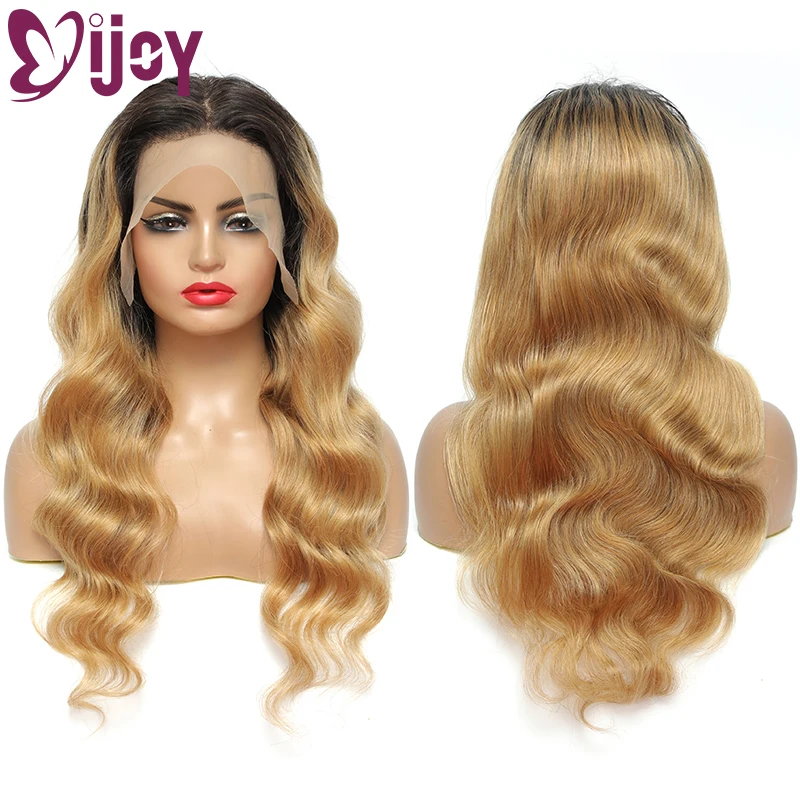Body Wave 13x4 Lace Frontal Human Hair Wigs Ombre Honey Blonde Hair Lace Closure Wig Brazilian Non-Remy Human Hair Lace Wig