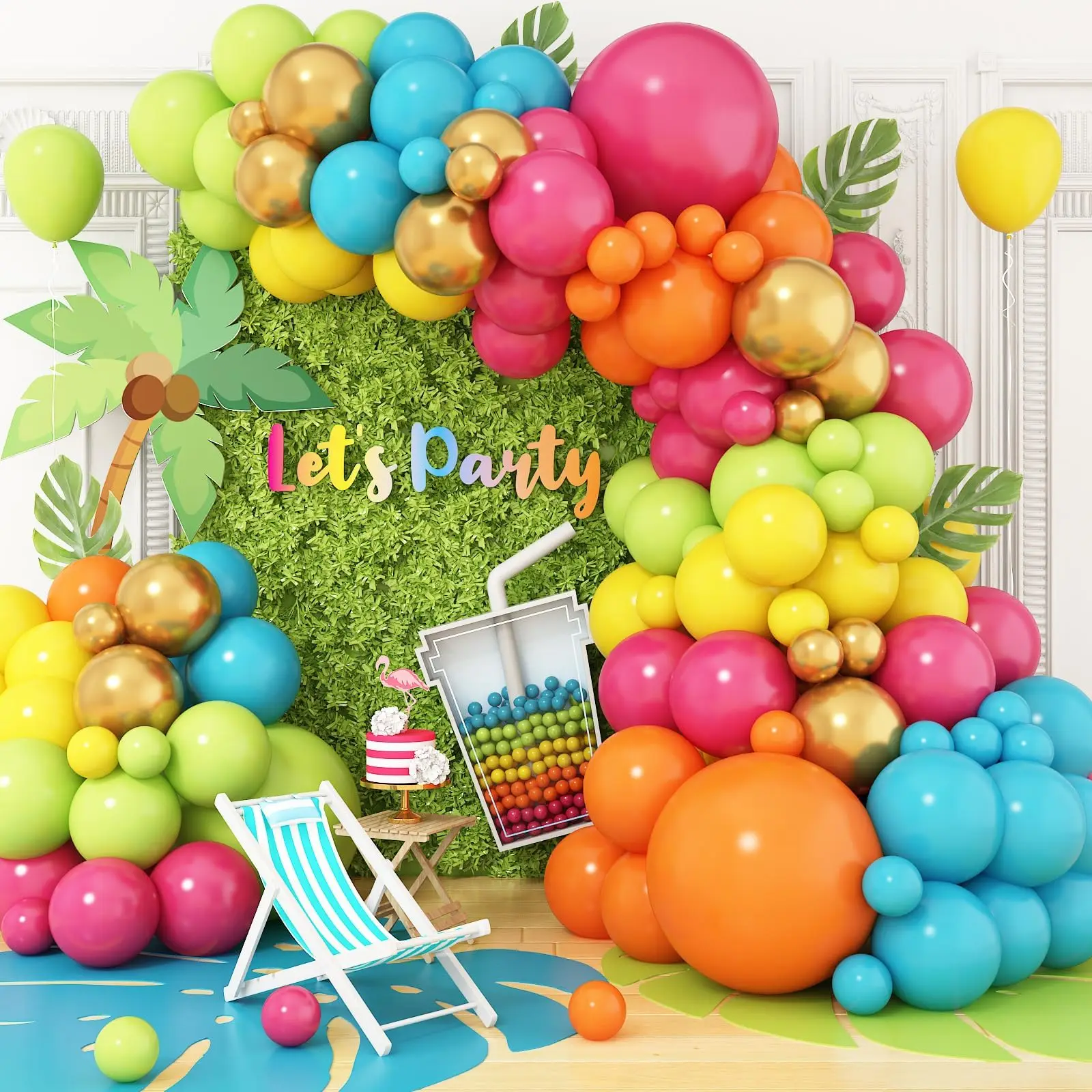 Радужный воздушный шар гирлянда арочный комплект разноцветные латексные