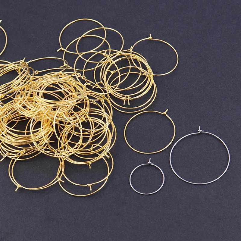

20pcs/Lot Gold Stainless Steel Big Circle Wire Hoops Loop Earrings DIY Dangle Drop Earring Jewelry Making Accessories Wholesale