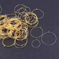 20pcslot gold stainless steel big circle wire hoops loop earrings diy dangle drop earring jewelry making accessories wholesale