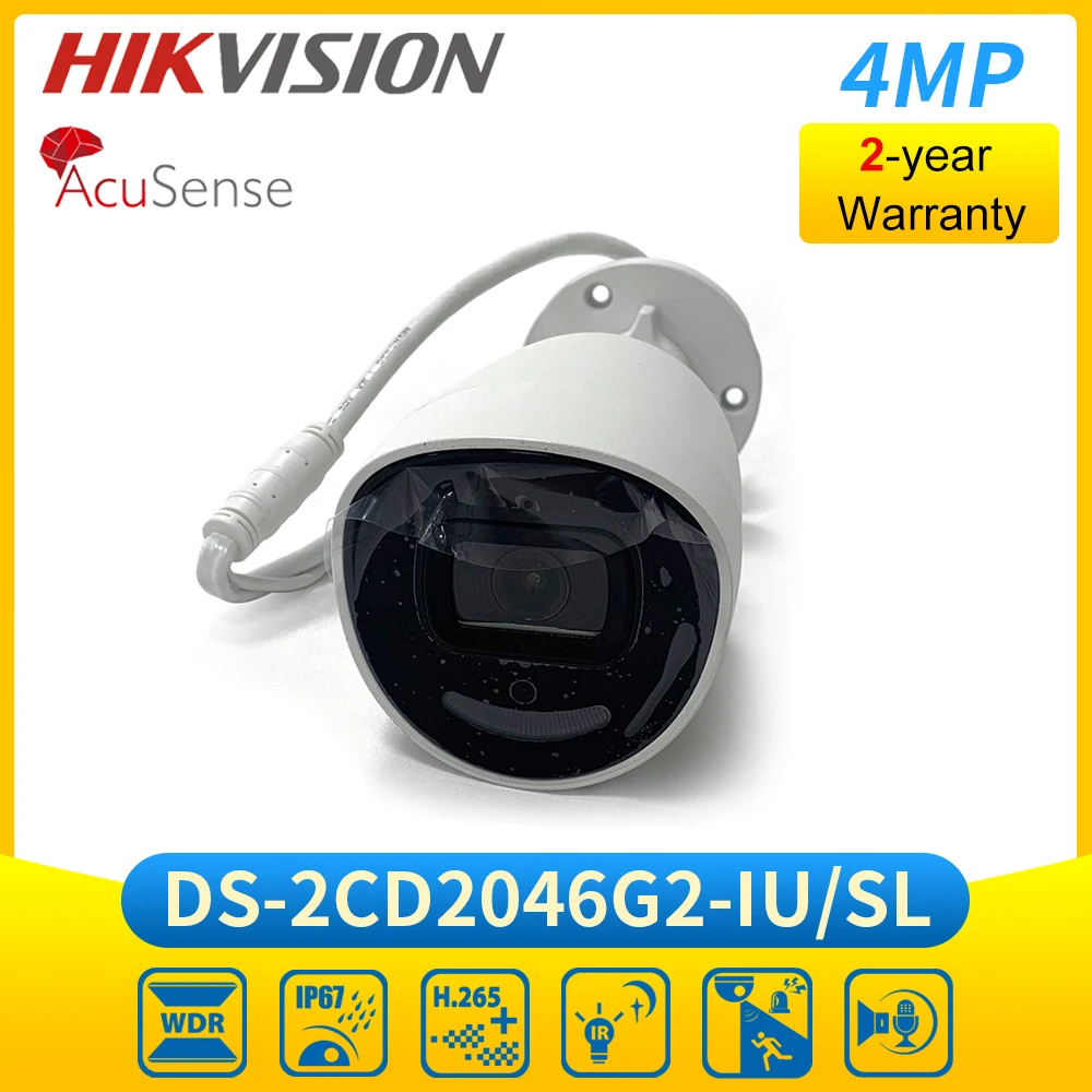 

Hikvision DS-2CD2046G2-IU/SL 4MP AcuSense Strobe Light Audible Warning Network IP Bullet Camera POE