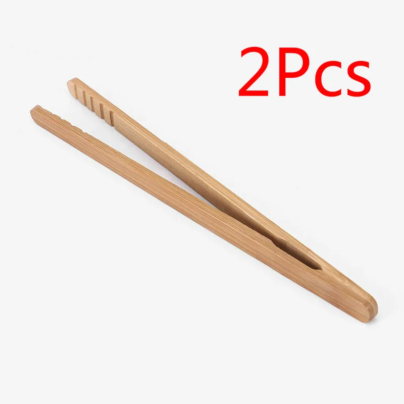 

2Pcs Reusable Bamboo Food Tongs Buffet Anti Heat Bread Clip Pastry Clamp Barbecue Kitchen Utensils Cooking Tools