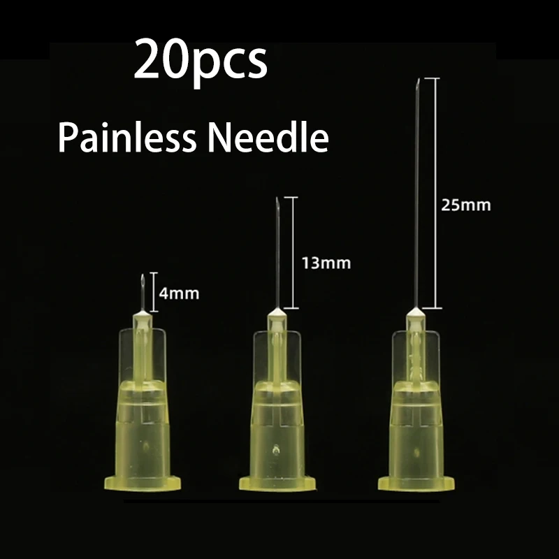 20pcs 30G Medical Micro-plastic Painless Small Needle 13mm 4mm 25mm Disposable Injection Cosmetic Sterile Needle Surgical Tool