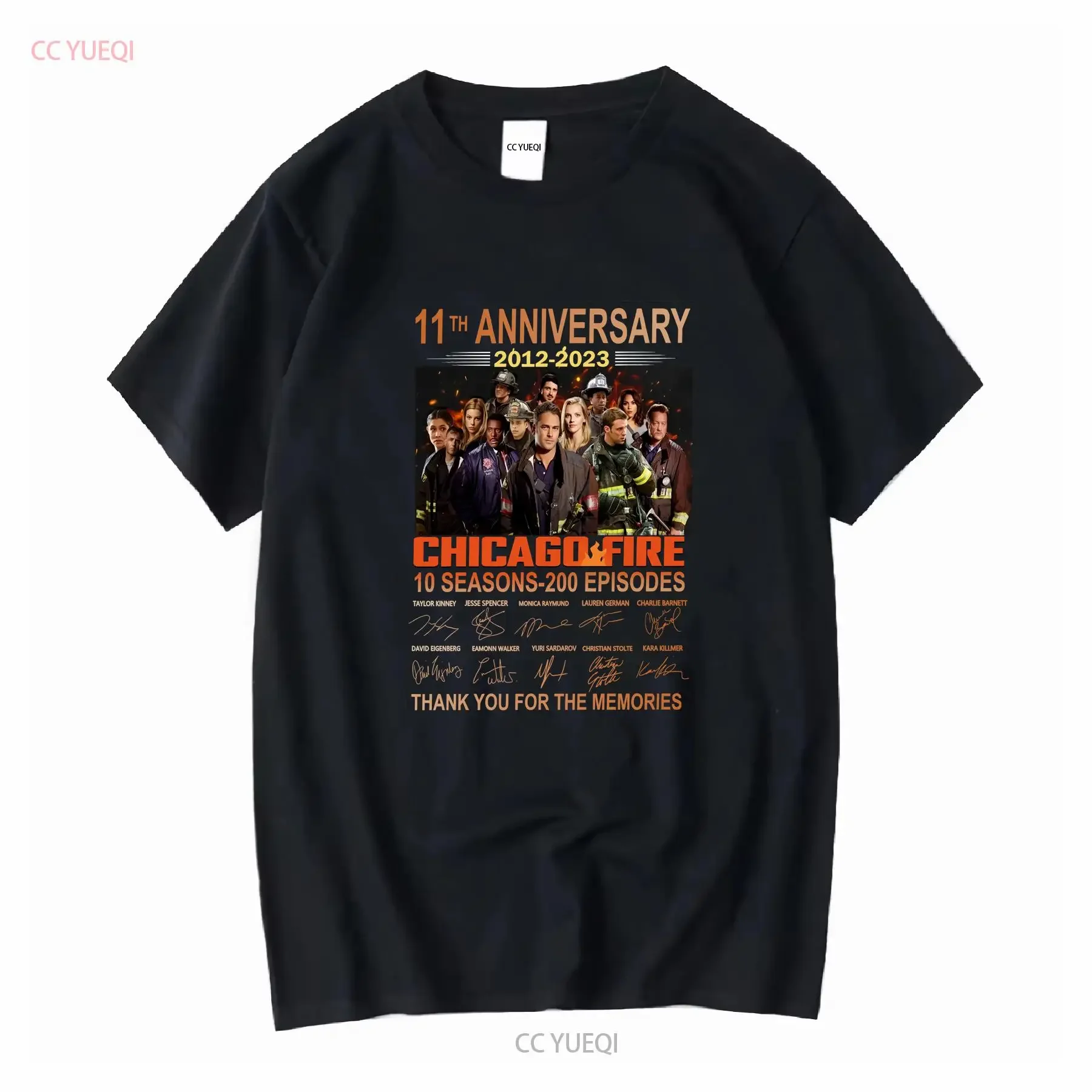 Фото Футболка Chicago Fire Anniversary Movie DepartmenT, мужская модная футболка «Спасибо за воспоминания», винтажная стираная мягкая унисекс, мужская повседневная футболка №1