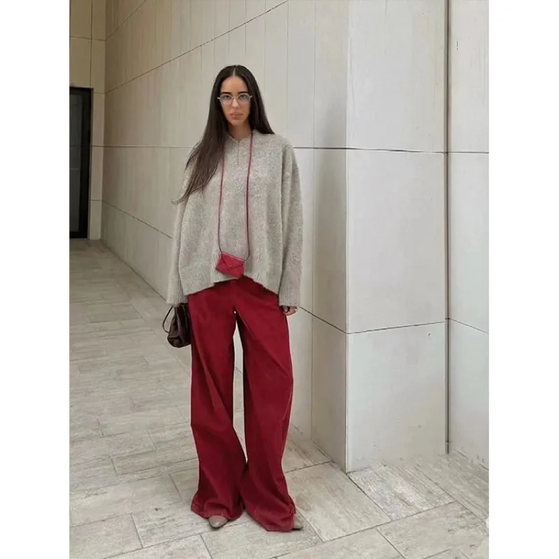 Женские вельветовые широкие брюки