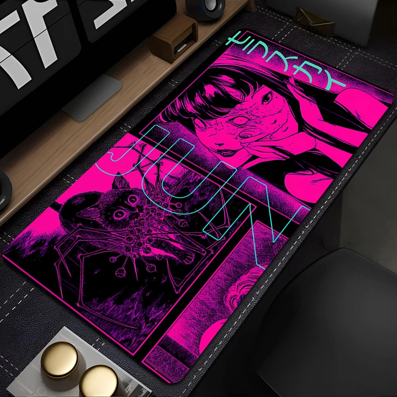 Фото Игровые аксессуары Коврик для мыши Junji Ito Tees Horror HD Печатный аниме Коврик для мыши Офисный ПК Шкаф Настольный коврик Расширенный ковер для клавиатуры №4