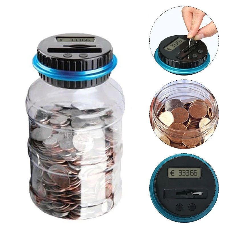 

1,8 л евро Копилка счетчик монета электронная цифровая ЖК-стандартная коробка для хранения монет внесение денег в евро