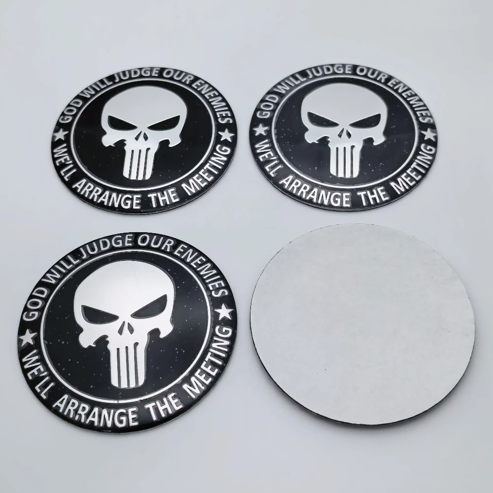 

4 шт., 56 мм, 65 мм, колпаки для центральной ступицы колес автомобиля, эмблема, логотип карателя, черепа, универсальные автомобильные наклейки, автостайлинг, аксессуары для шин