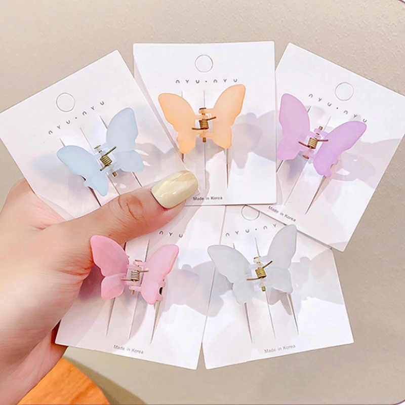 

New Korean Small Hair Claw Butterfly Hair Clips For Women Girls Hair Accessories Fashion Solid Color Resin Crab Hairpin Headwear
