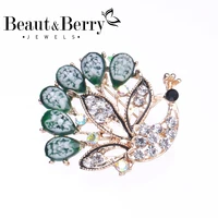 beautberry crystal phoenix bird brooches women unisex round tail bird party office brooch pins gifts