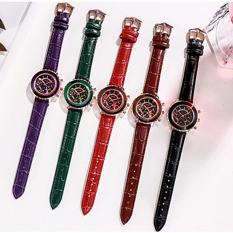 Women's Fake Three-Eye Watch Casual Fashion Student Single Calendar Watch Quartz Watch