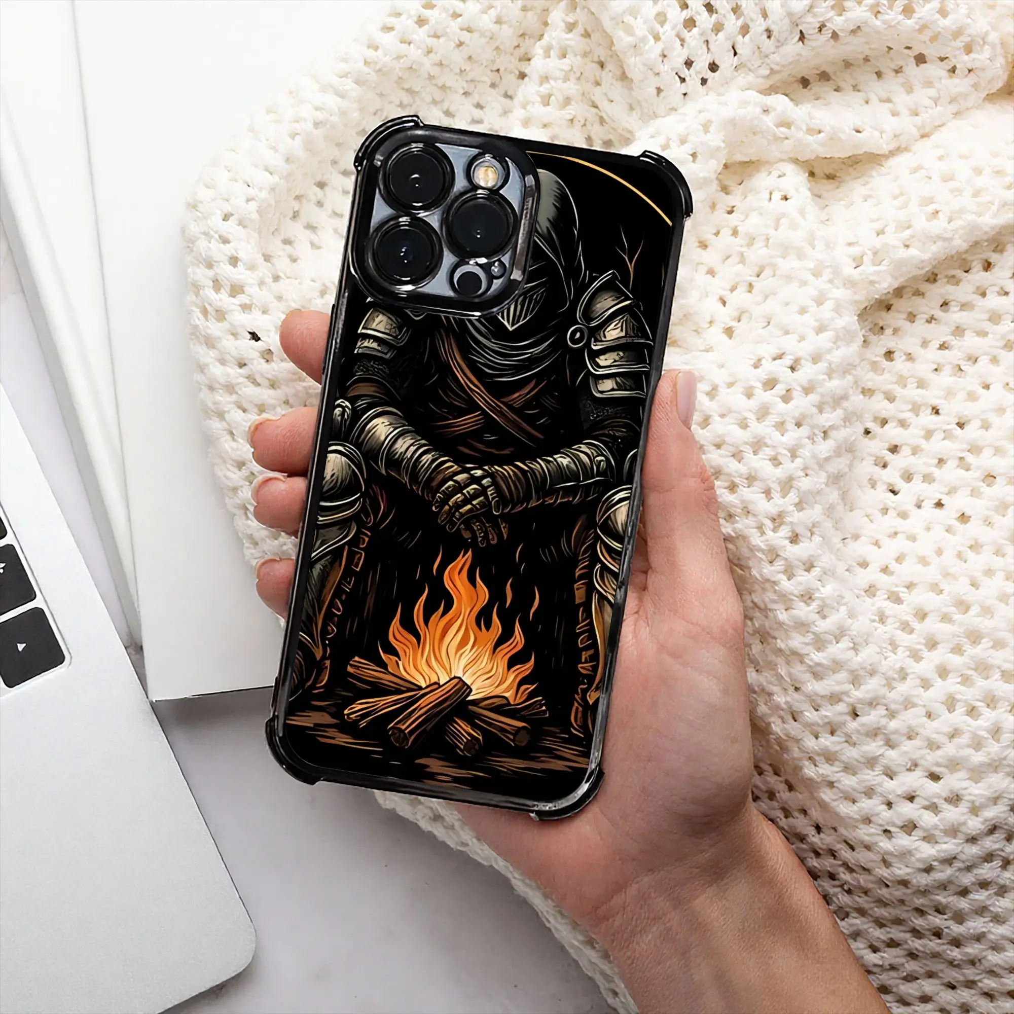 Фото Чехол для телефона Knight By The Bonfire DDark Souls с гальваническим покрытием для различных моделей телефонов №1