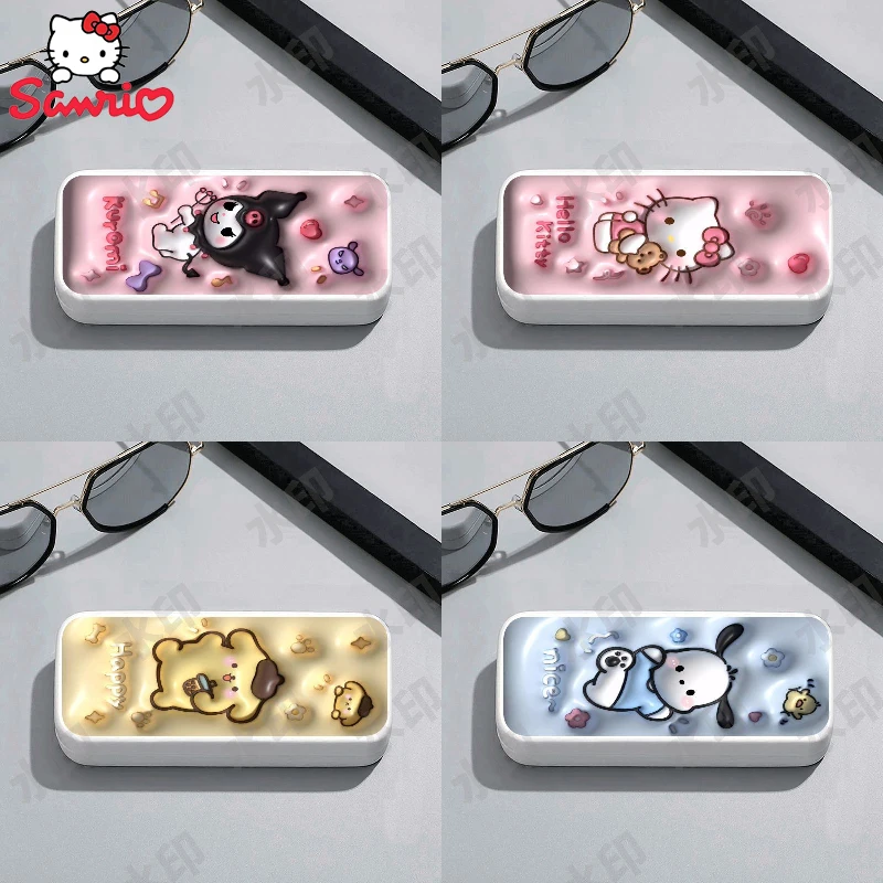 

New Kawaii Glasses Case Sanrio Kuromi Hello Kitty Cinnamoroll Student Glasses Sunglasses Pencil Storage Box Portable Anti-Fall