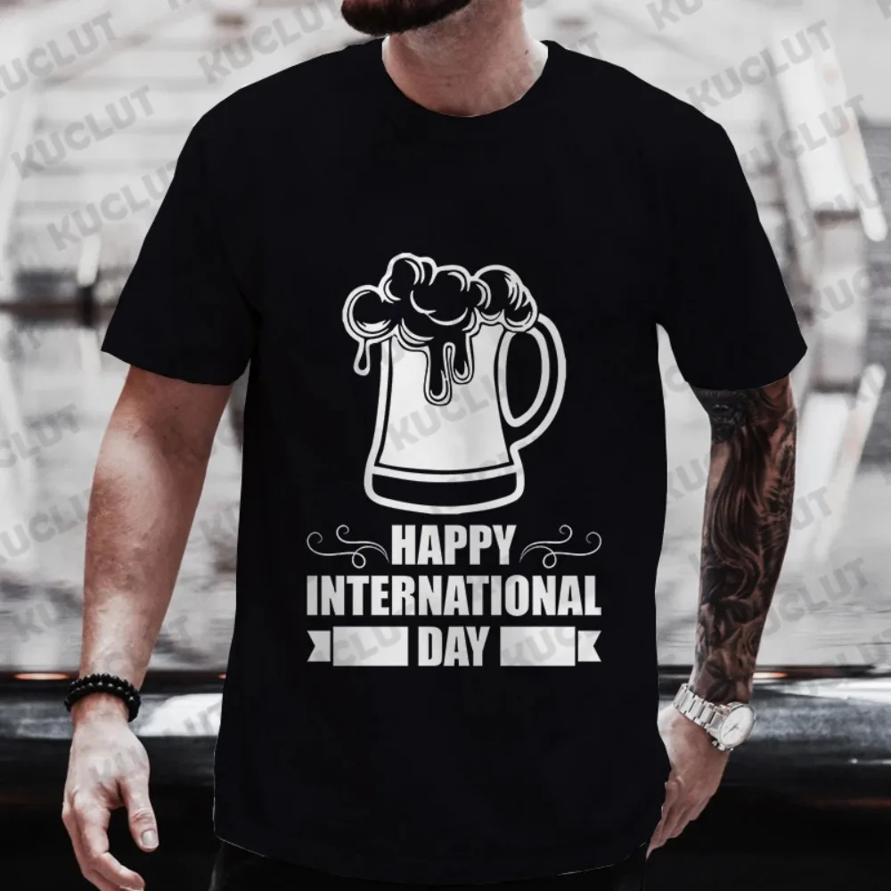 Футболка для мужчин Happy International Beer DAY одежда с графикой Y2k мужская питьевой