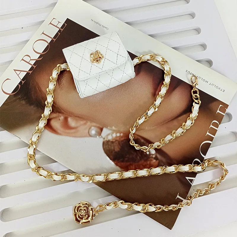 Элегантный Мини-ремень С Камелией Женский Модный Универсальный Кошелек Из