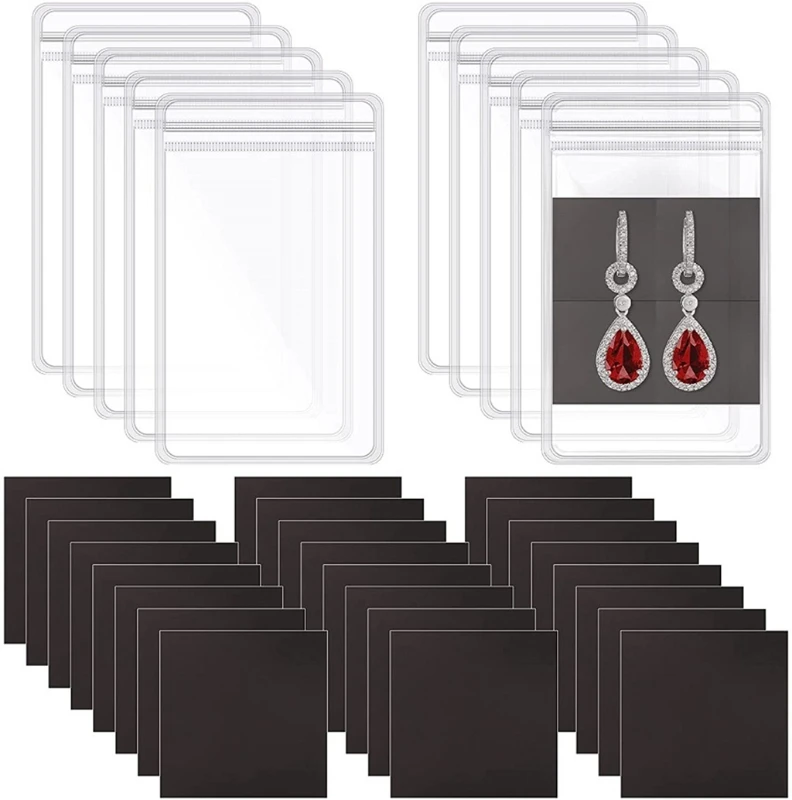 

Q81D 100pcs 2.7"x3.9" Jewelry Bags Clear Plastic with Resealable Lock Seal Anti Tarnish Tabs for Jewelry Cards Crafts Beads