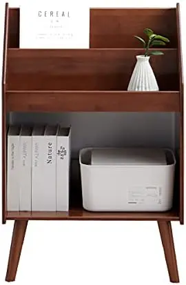 

Bookshelf, 2 Tier Modern Bookcase with Legs Magazine Simple Bookshelf Organizer Free Standing Tall Bookcases for Small Space,Be