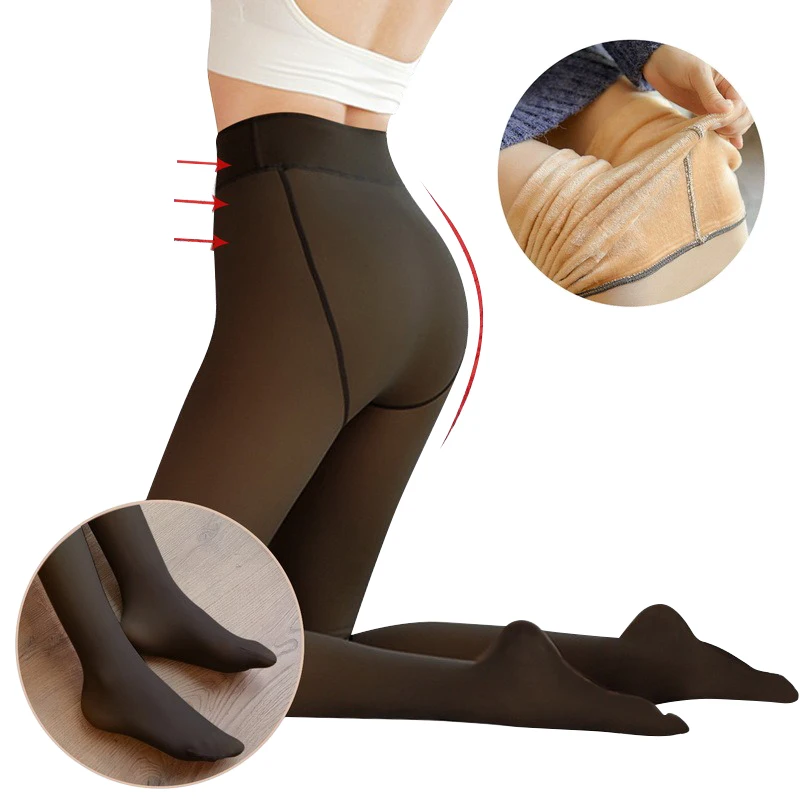 

Лидер продаж, весенне-зимние теплые флисовые Колготки с высокой талией, женские полупрозрачные колготки с подкладкой, эластичные леггинсы