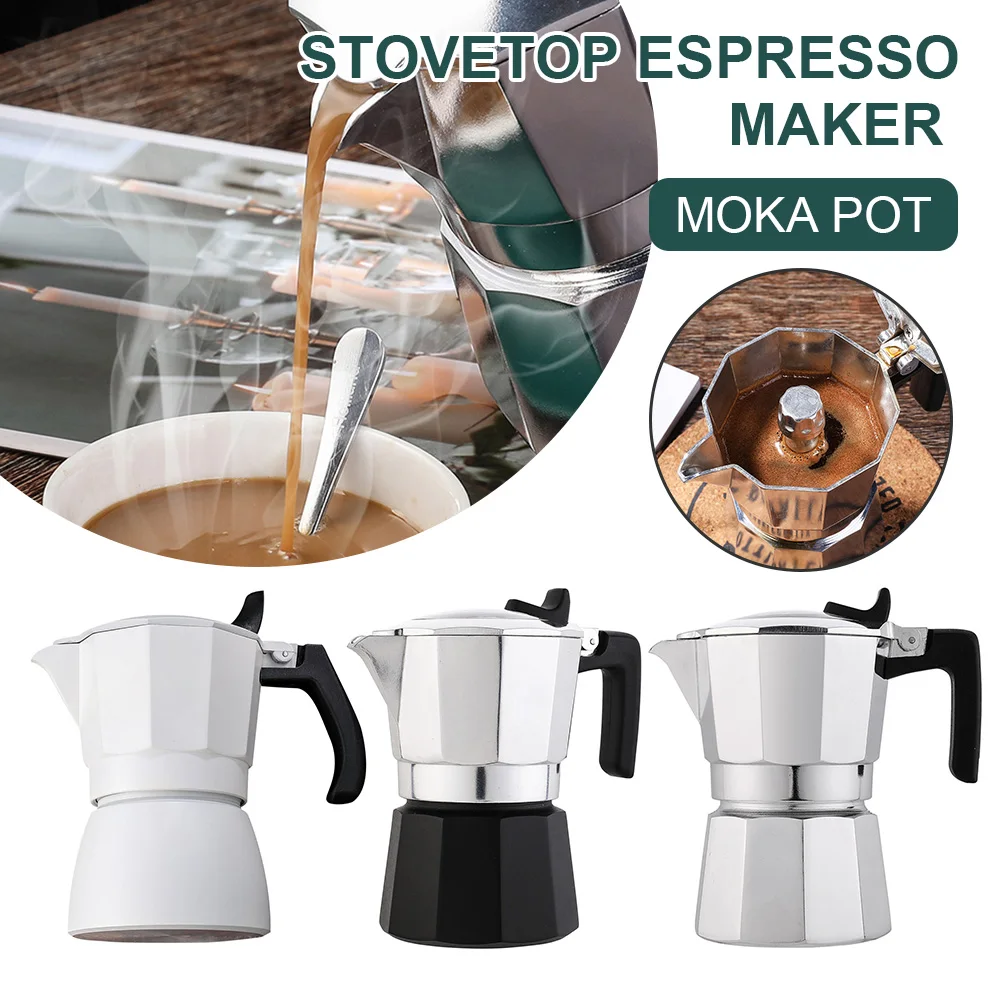 

Moka Pot Italian Coffee Machine Espresso Aluminum Geyser Coffee Maker Kettle Latte Stove Classic Coffeeware Barista Accessories