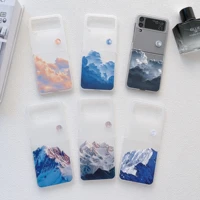 beautiful colorful cloud moon phone case for samsung z flip 4 5g zflip4 flip4 clear soft for galaxy shockproof transparent cover