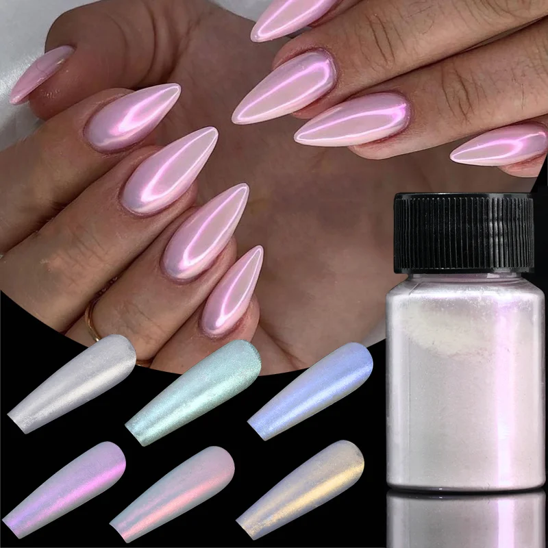 

Aurora Mirror Solid Nail Glitter Powder Multicolor Rubbing Dust Pigment Chrome Iridescent Holographic DIY Nail Art Decorations