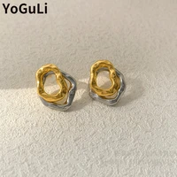 s925 needle modern jewelry geometric earrings popular design irregular golden silvery stud earrings for girl lady gifts