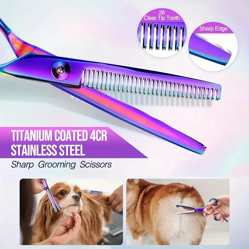 Профессиональные Радужные Ножницы Для Ухода За Собаками Набор Кусачек Стрижки