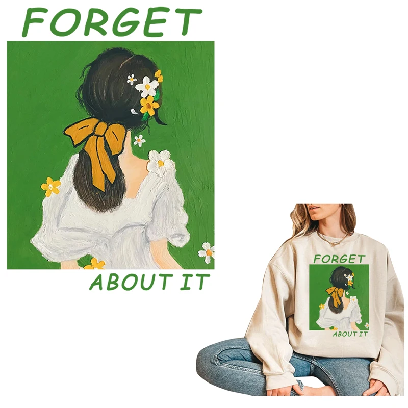 

TuQiang Fashion Girl Iron-on Patches for Clothing DIY Washable Woman T-Shirts Heat Transfer Thermal Applique Sticker