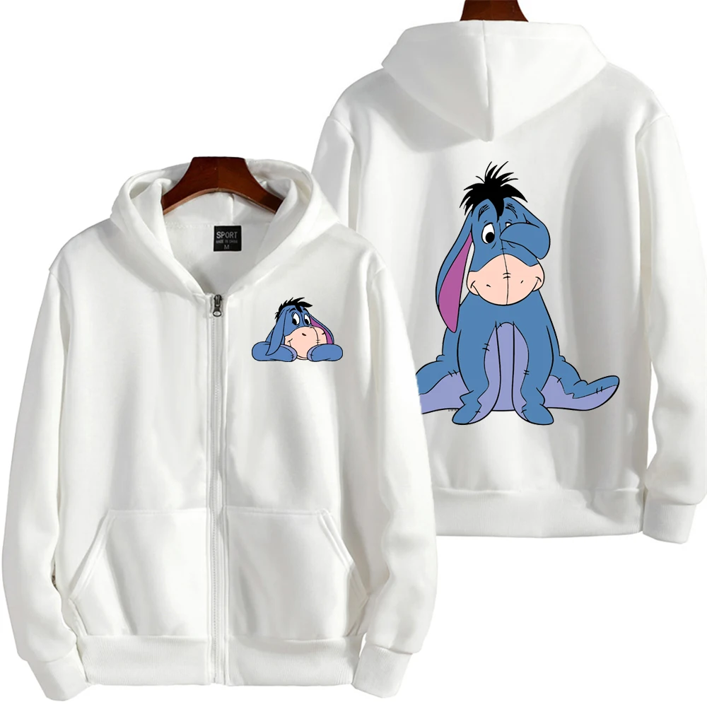 Фото Eeyore мультфильм аниме женская толстовка на молнии весна осень мужская толстовка большого размера 2025 новые модные куртки для пар пальто №2