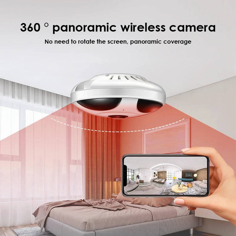 

Remote Control Wireless Surveillance Camera 1080p Hd 360 Degrees Panoramic View P2p Indoor Camera Support Tf Card Cctv Ip Camera