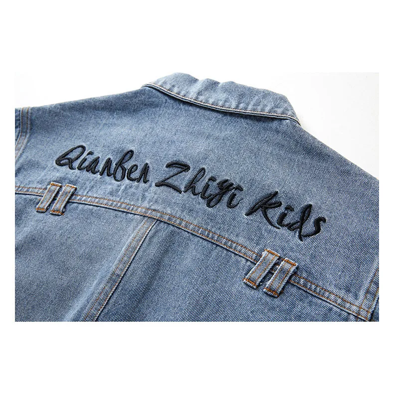 Куртка джинсовая демисезонная для девочек на одной пуговице |