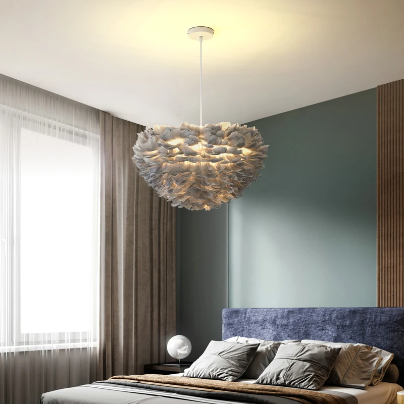 

Art Led Chandelier Pendant Lamp Lighting Room Decor Indoor Modern Living Baby With Feathers Decoration Fixture lustre industrial